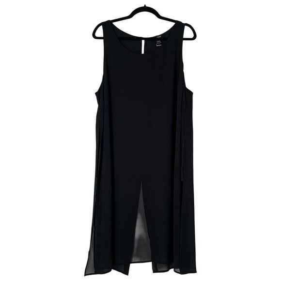 NWT Torrid Tunic Top Women 1X Black Sleeveless Chiffon Long Split Sheer Flowy - Picture 3 of 14